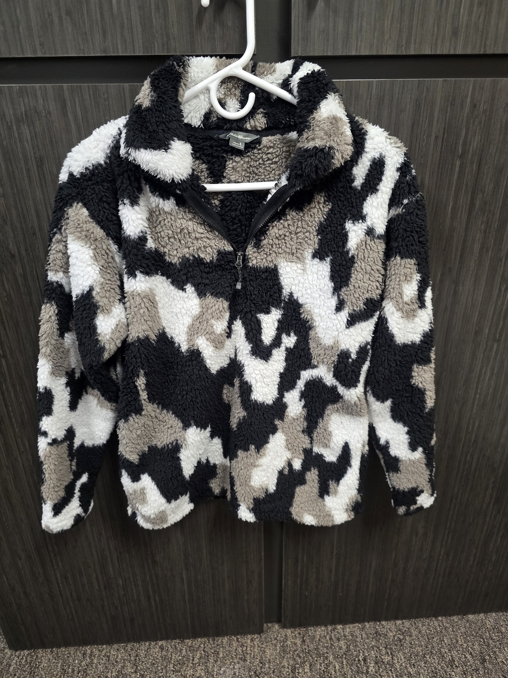 Eddie Bauer Women's Sherpa Fleece Quarter Zip Pullover Camo Size Small